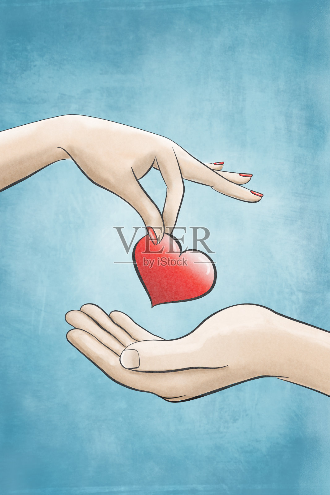 这是一只手给另一只手一颗心的插图插画图片素材