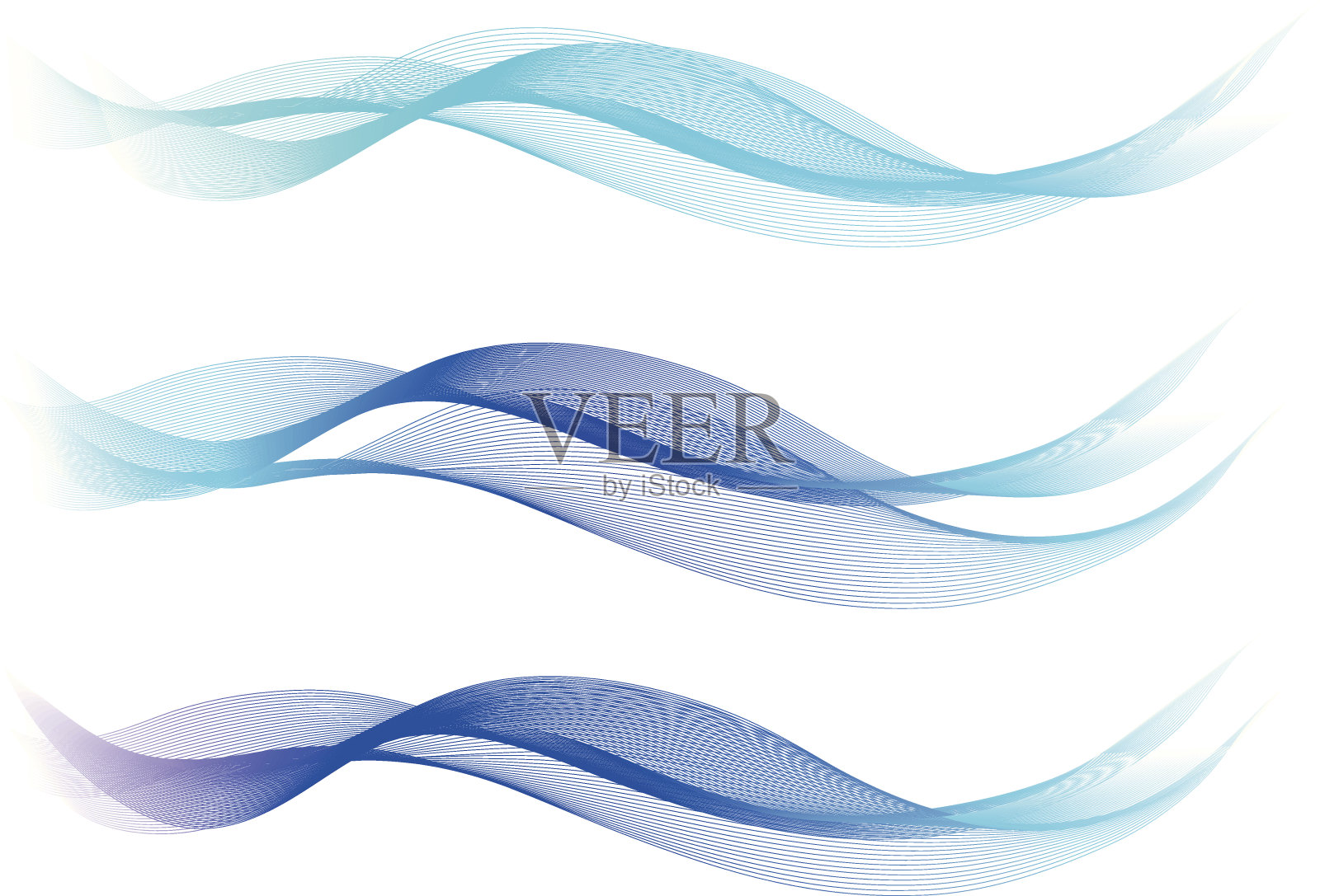 蓝色抽象线-波设计元素图片
