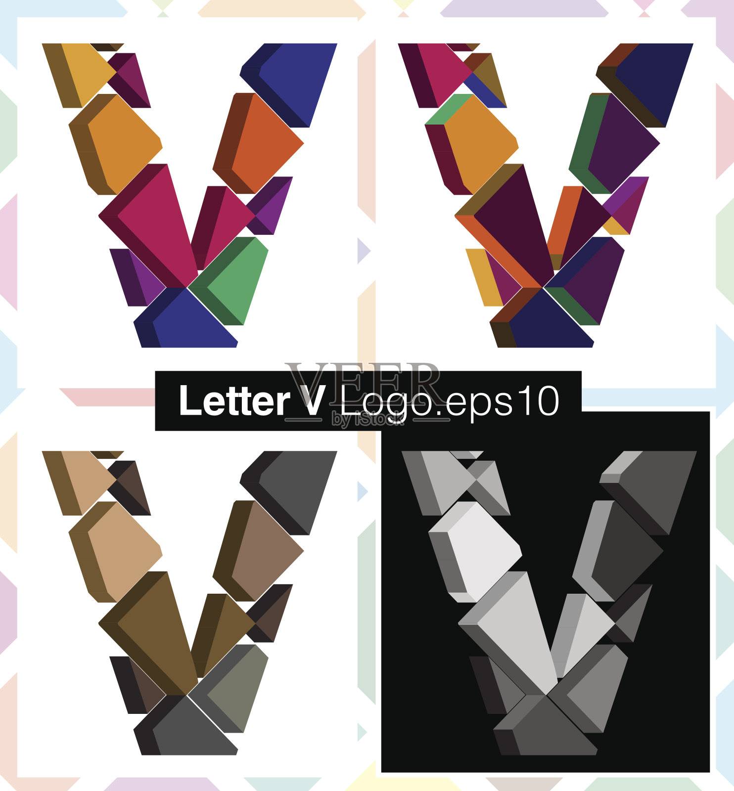 3d字体字母V设计元素图片
