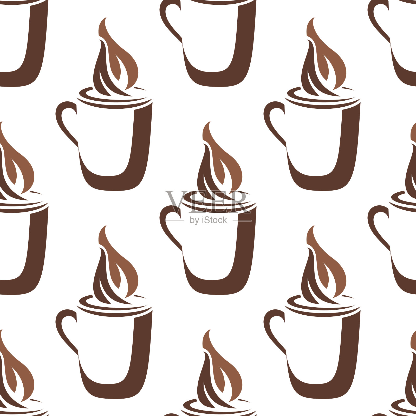 无缝图案的一杯热气腾腾的咖啡插画图片素材