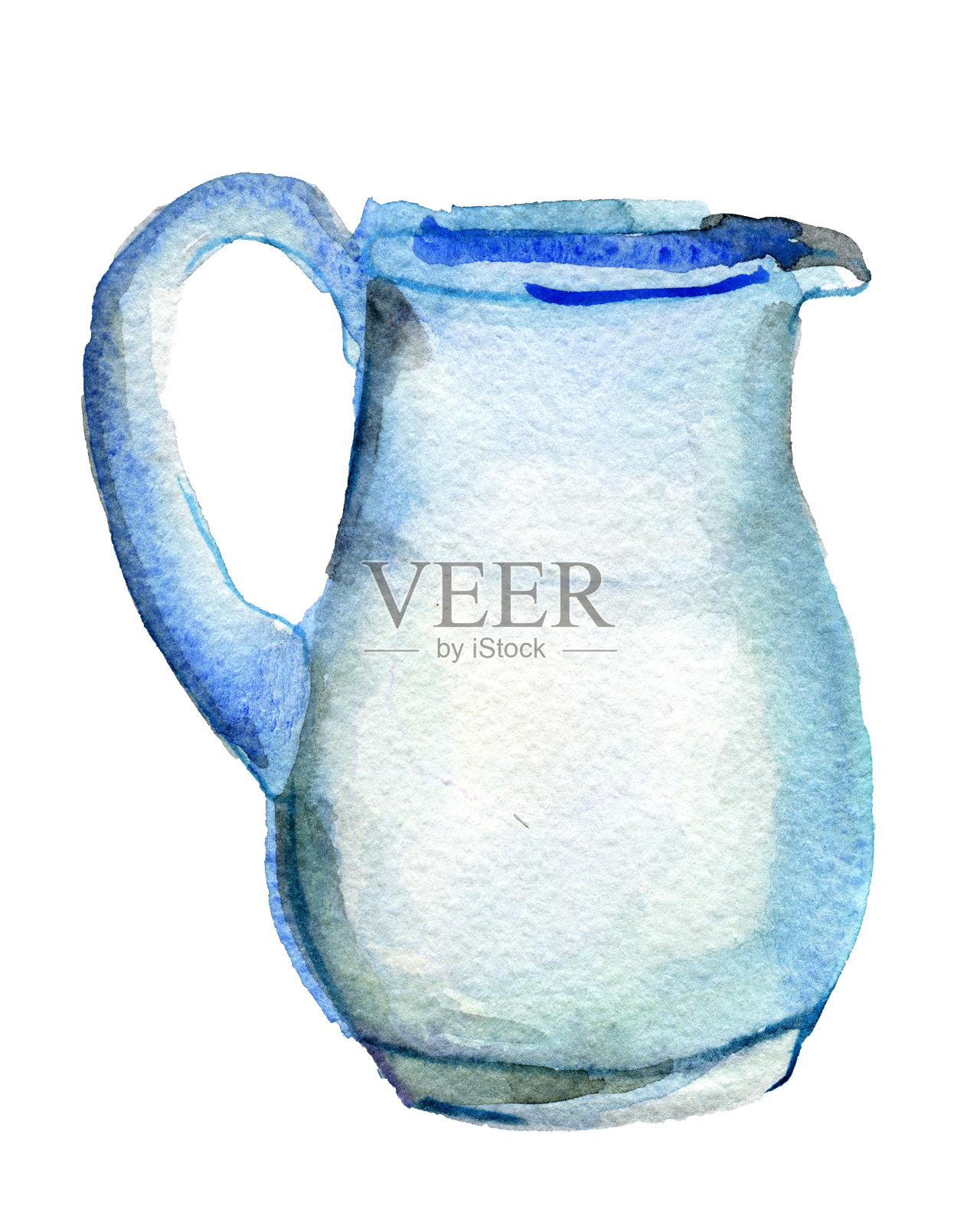 牛奶壶的水彩素描在白色的背景插画图片素材