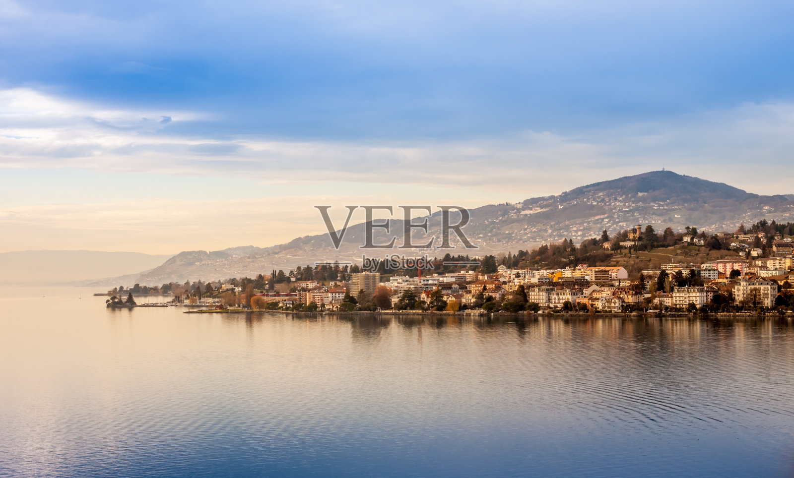 美丽的风景在日内瓦湖和蒙特勒照片摄影图片