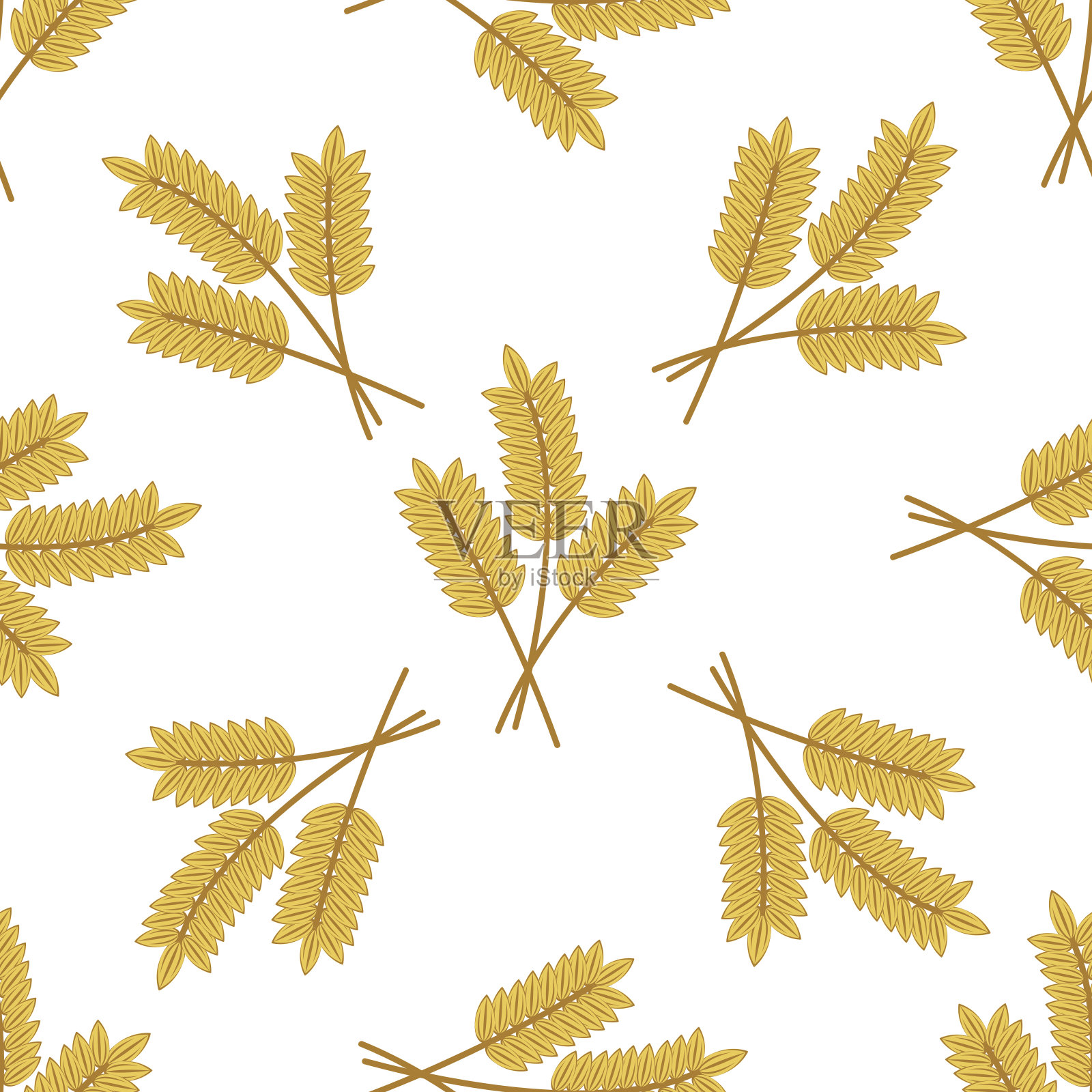 大麦或小麦穗的无缝模式插画图片素材