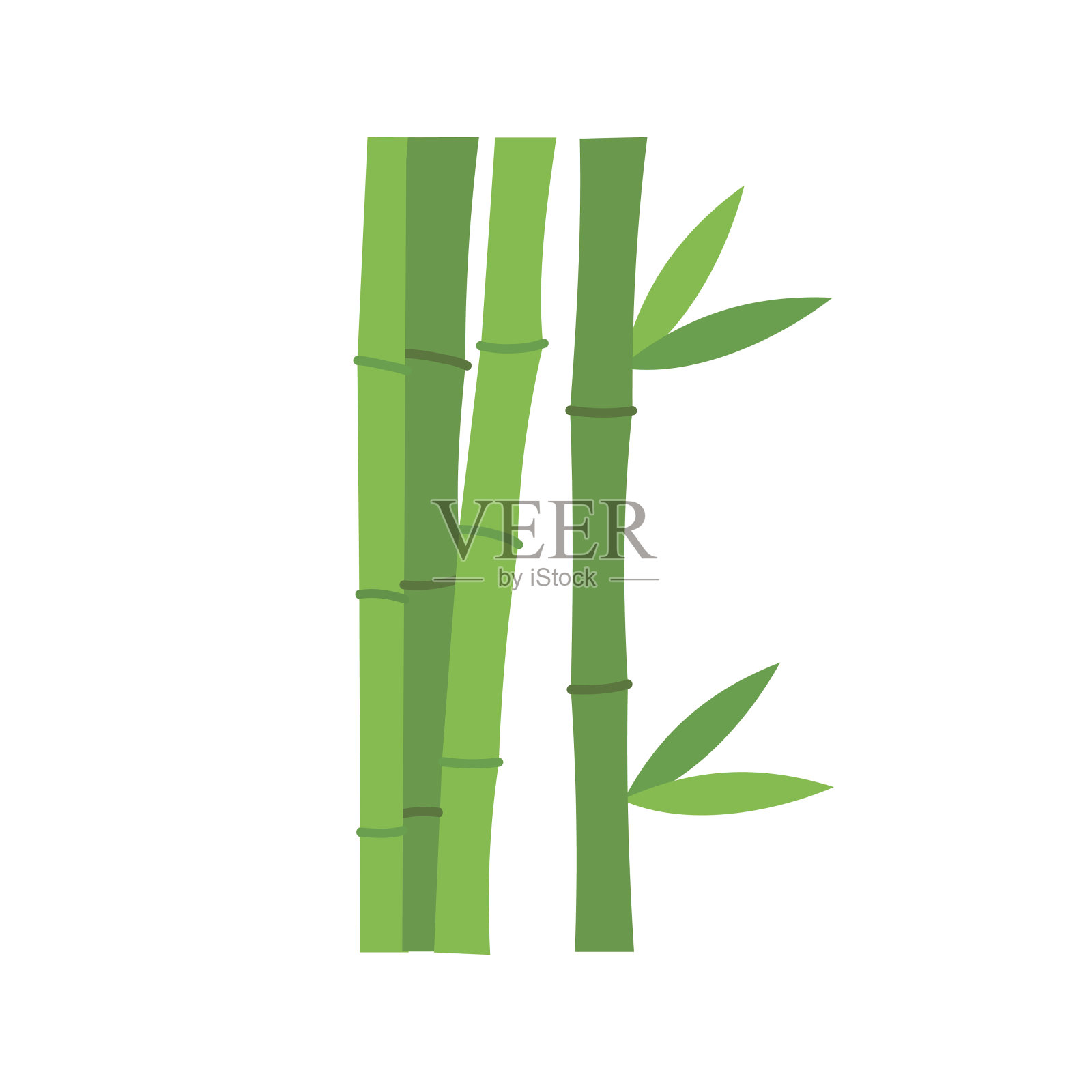 竹竿呈绿色图标，造型扁平插画图片素材