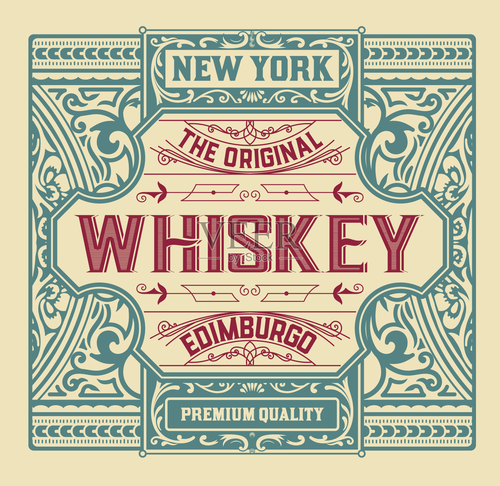 老标签设计的威士忌和葡萄酒标签，餐厅横幅，啤酒标签。矢量图插画图片素材
