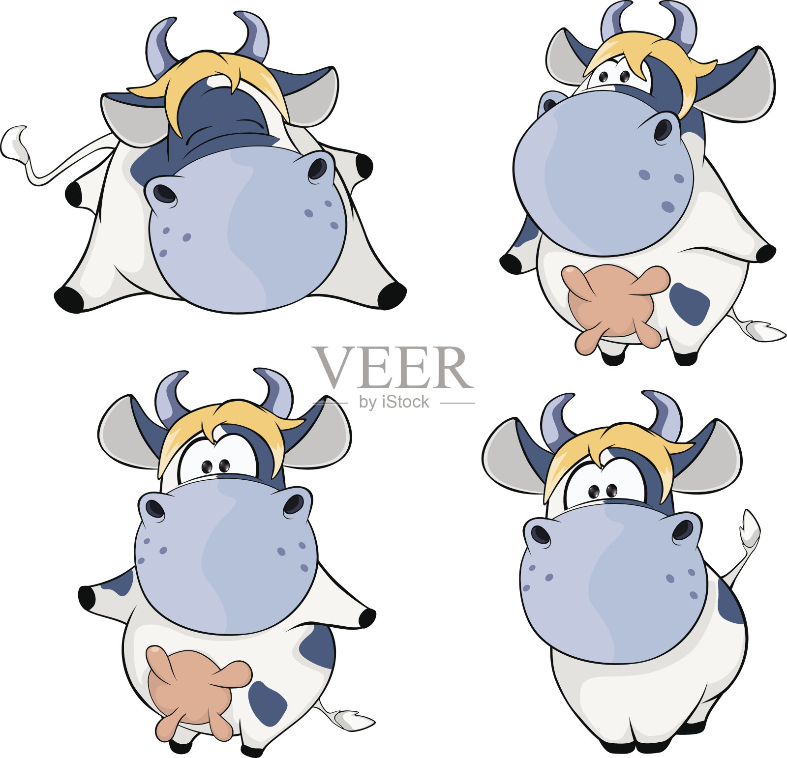 快乐的奶牛剪辑艺术卡通设计元素图片