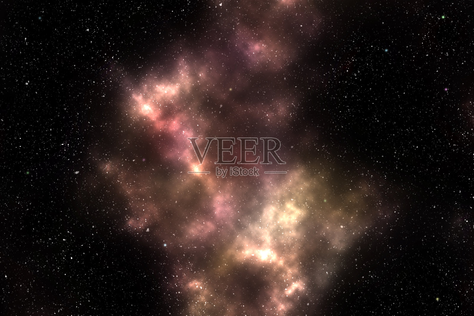 太空场景背景与多彩的星系星云云插画图片素材
