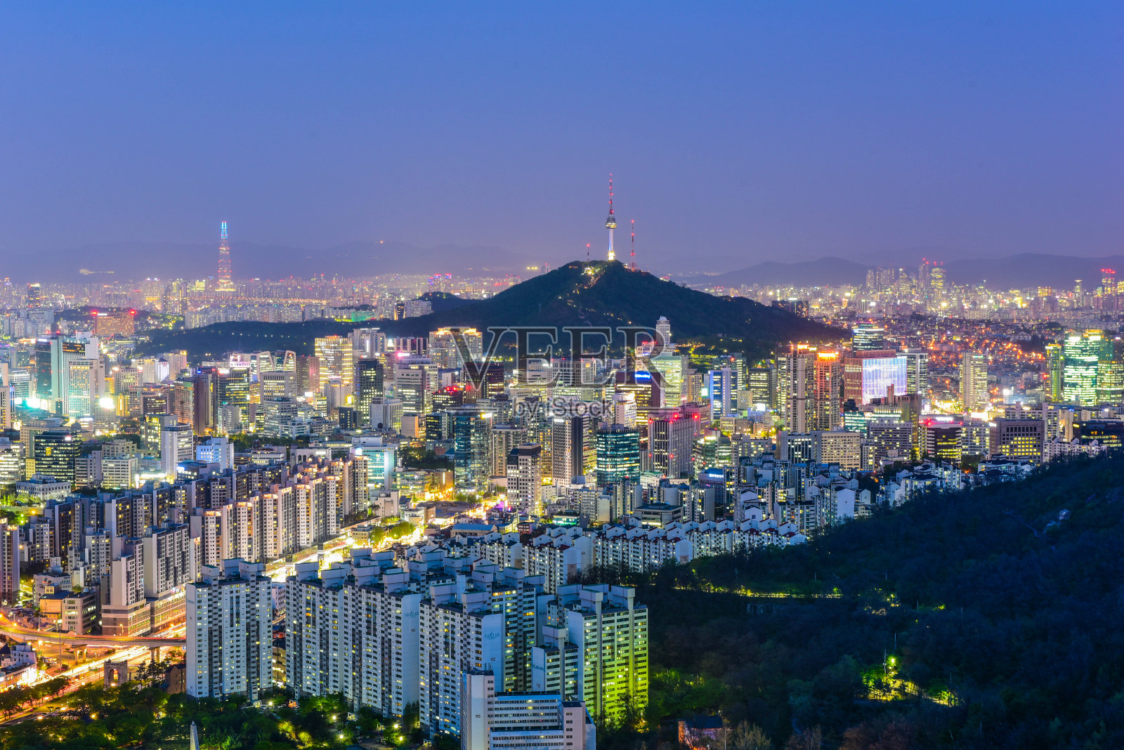 首尔的夜景照片摄影图片