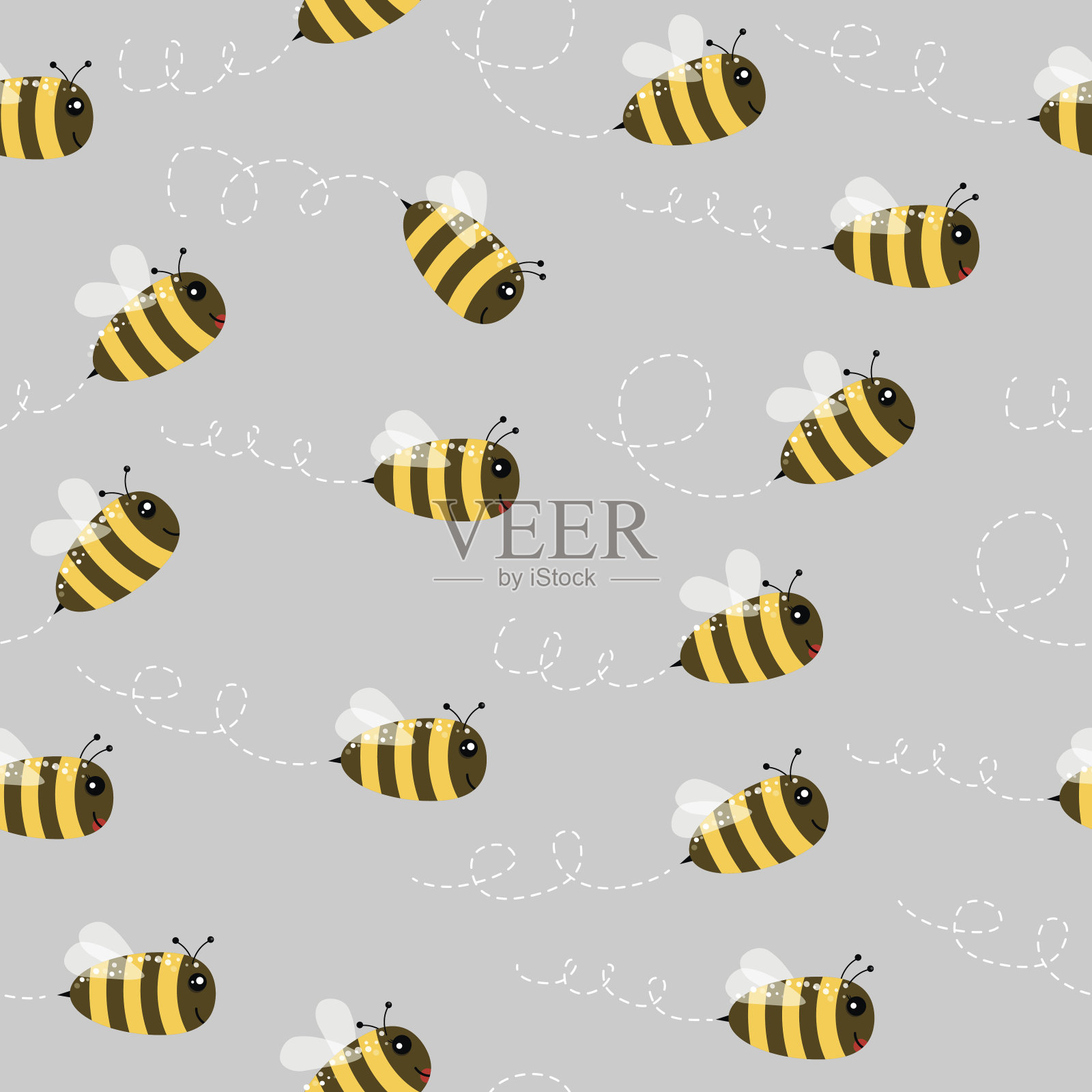 蜜蜂无缝模式插画图片素材