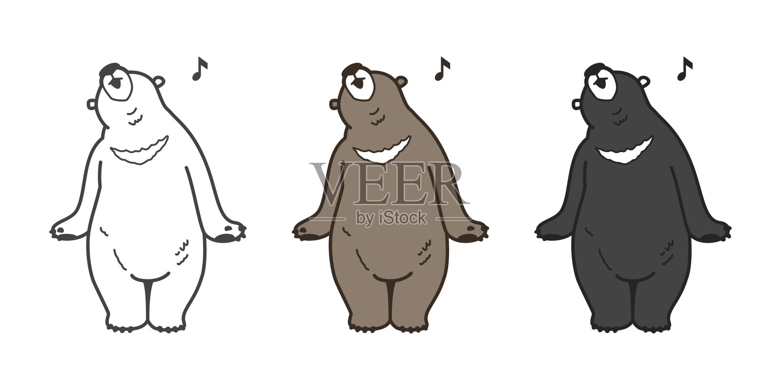 北极熊唱歌涂鸦矢量插图插画图片素材