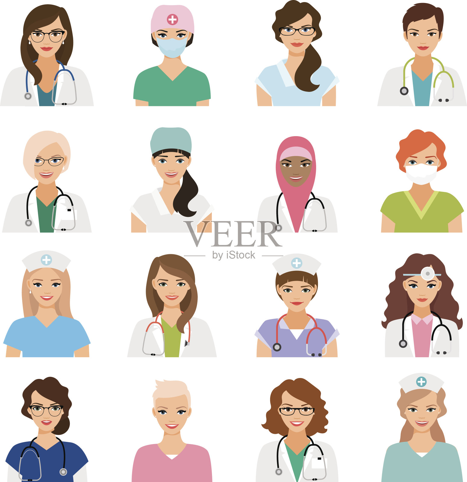 女性医生和护士的化身设计元素图片