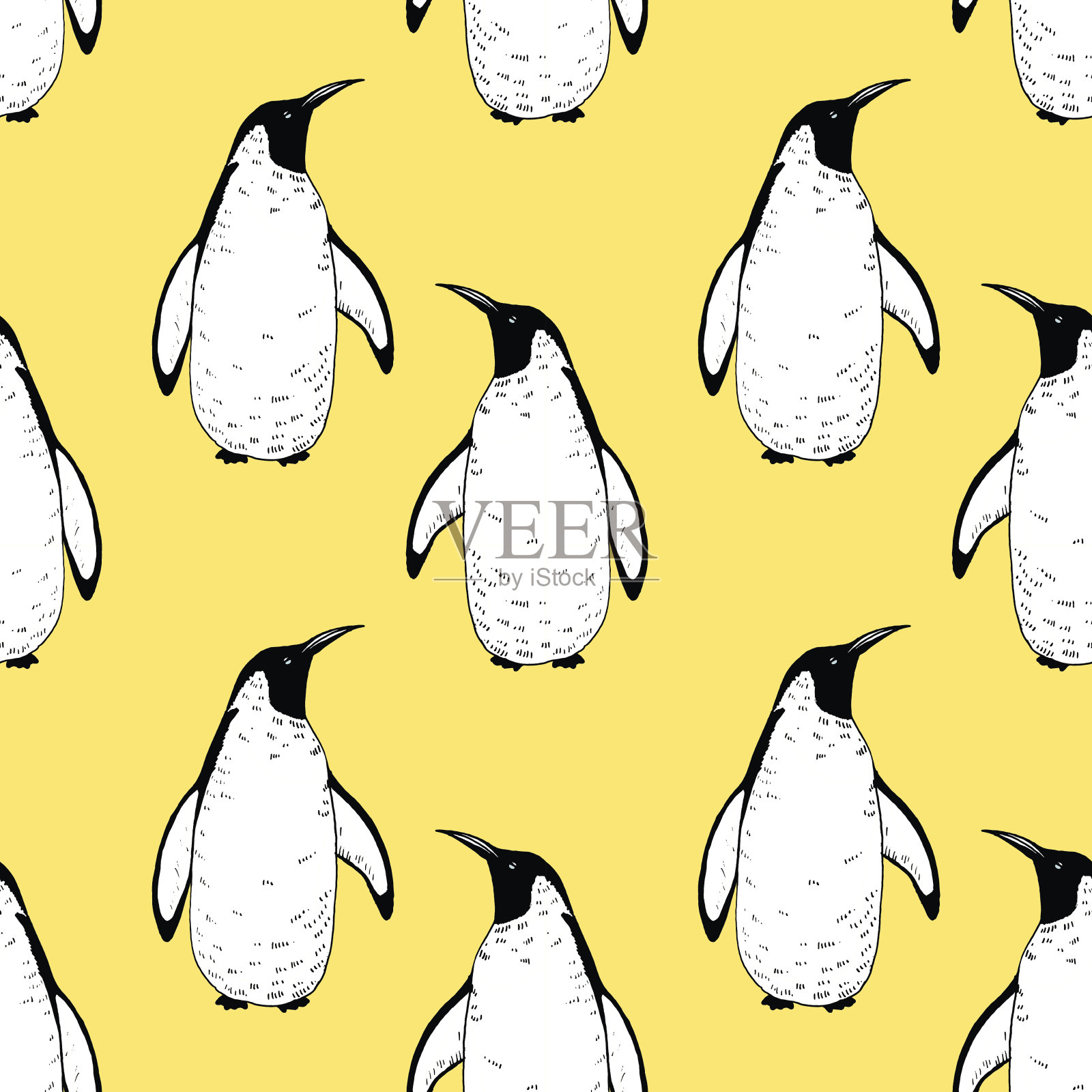 向量企鹅无缝模式插画图片素材