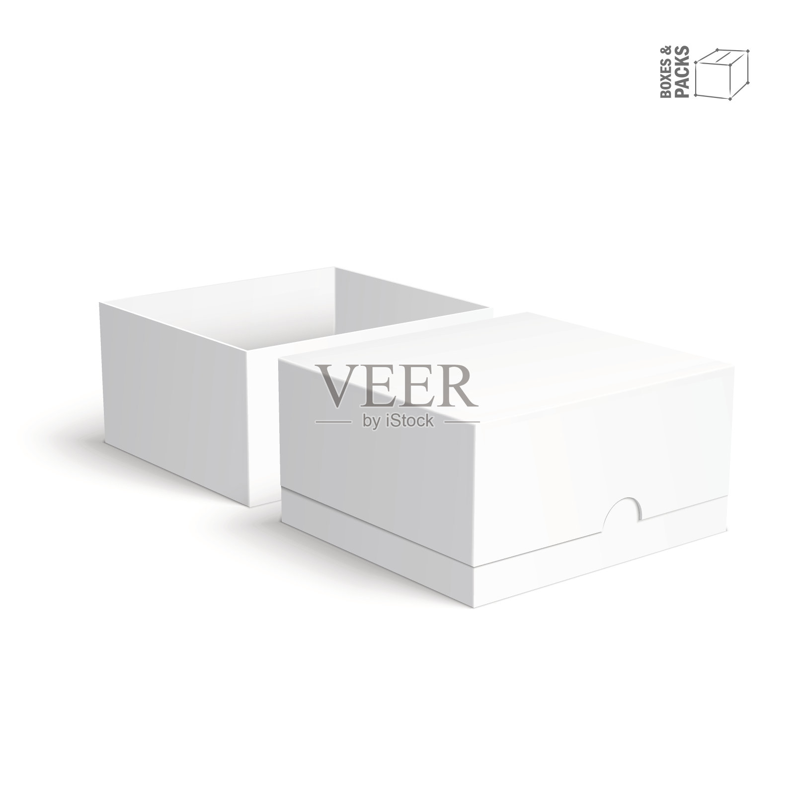 空白纸或硬纸盒模板在白色背景上插画图片素材