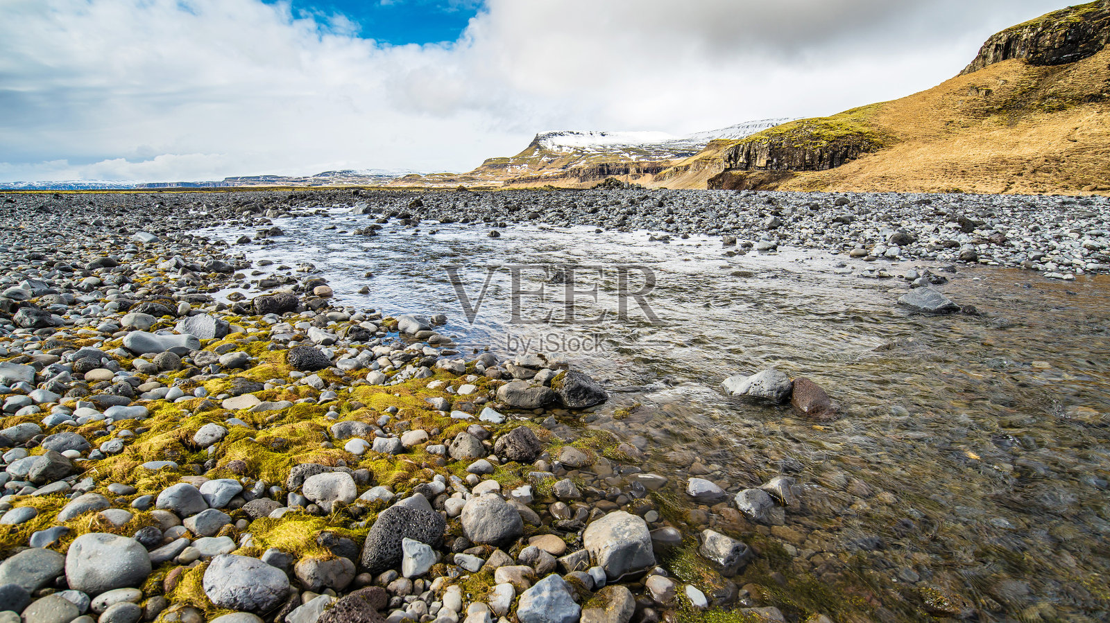 冰岛Kirkjubaeklaustur的流水照片摄影图片
