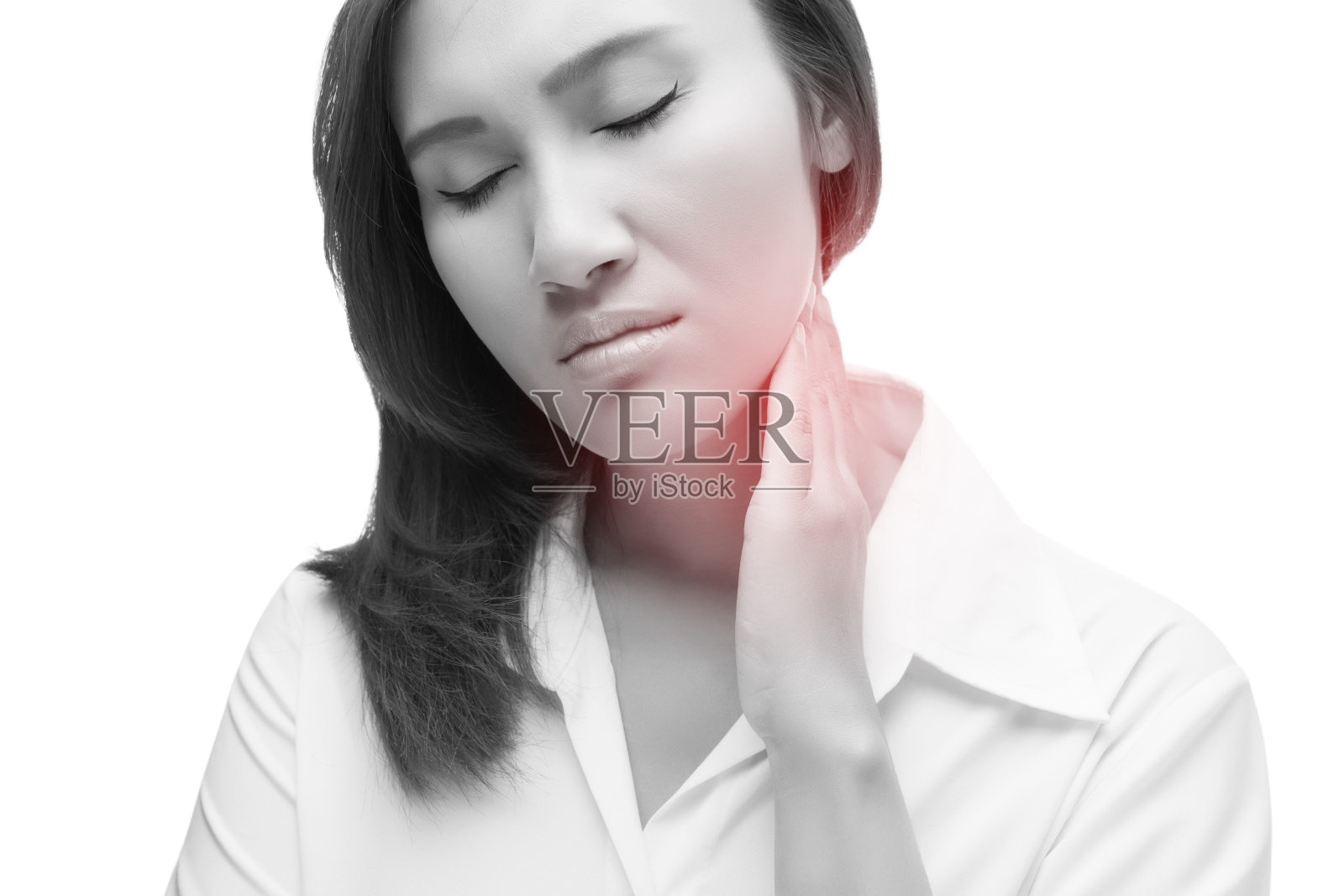 喉咙痛的女人照片摄影图片
