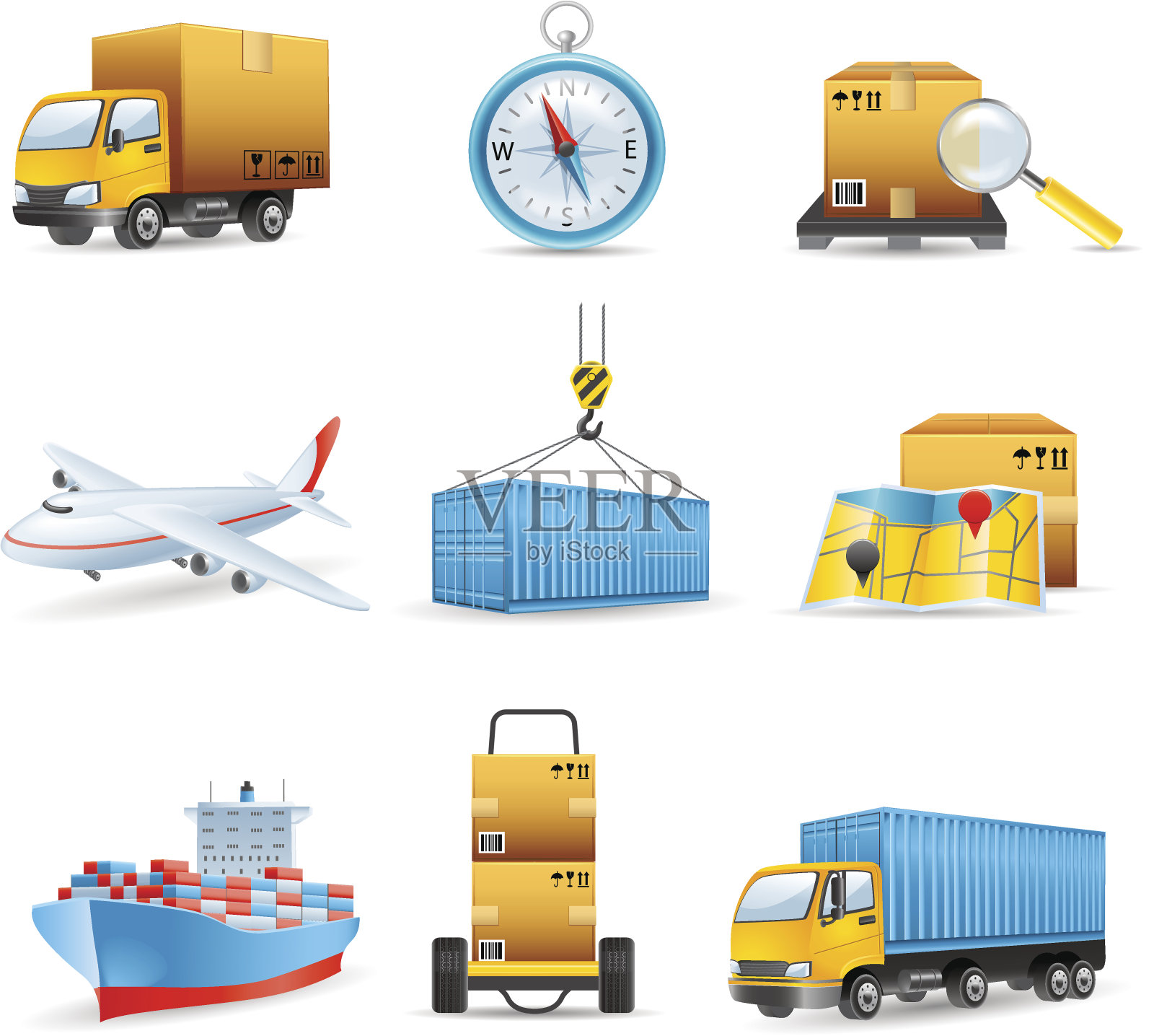与运输、运输和物流有关的图标图标素材