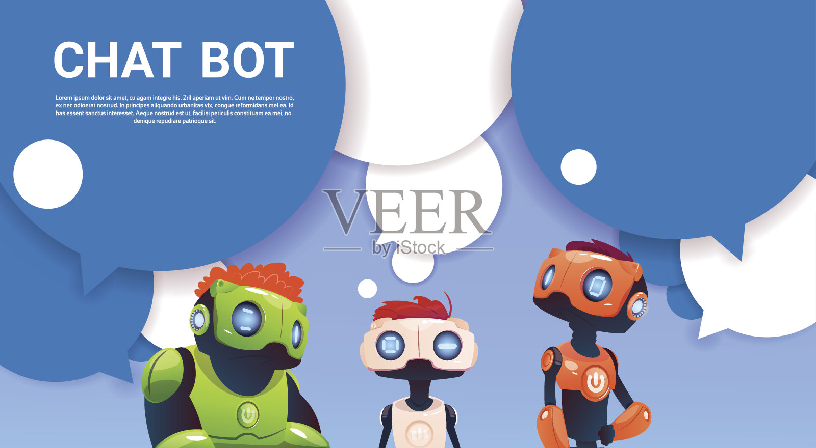 聊天机器人机器人虚拟协助网站或移动应用，人工智能的概念插画图片素材
