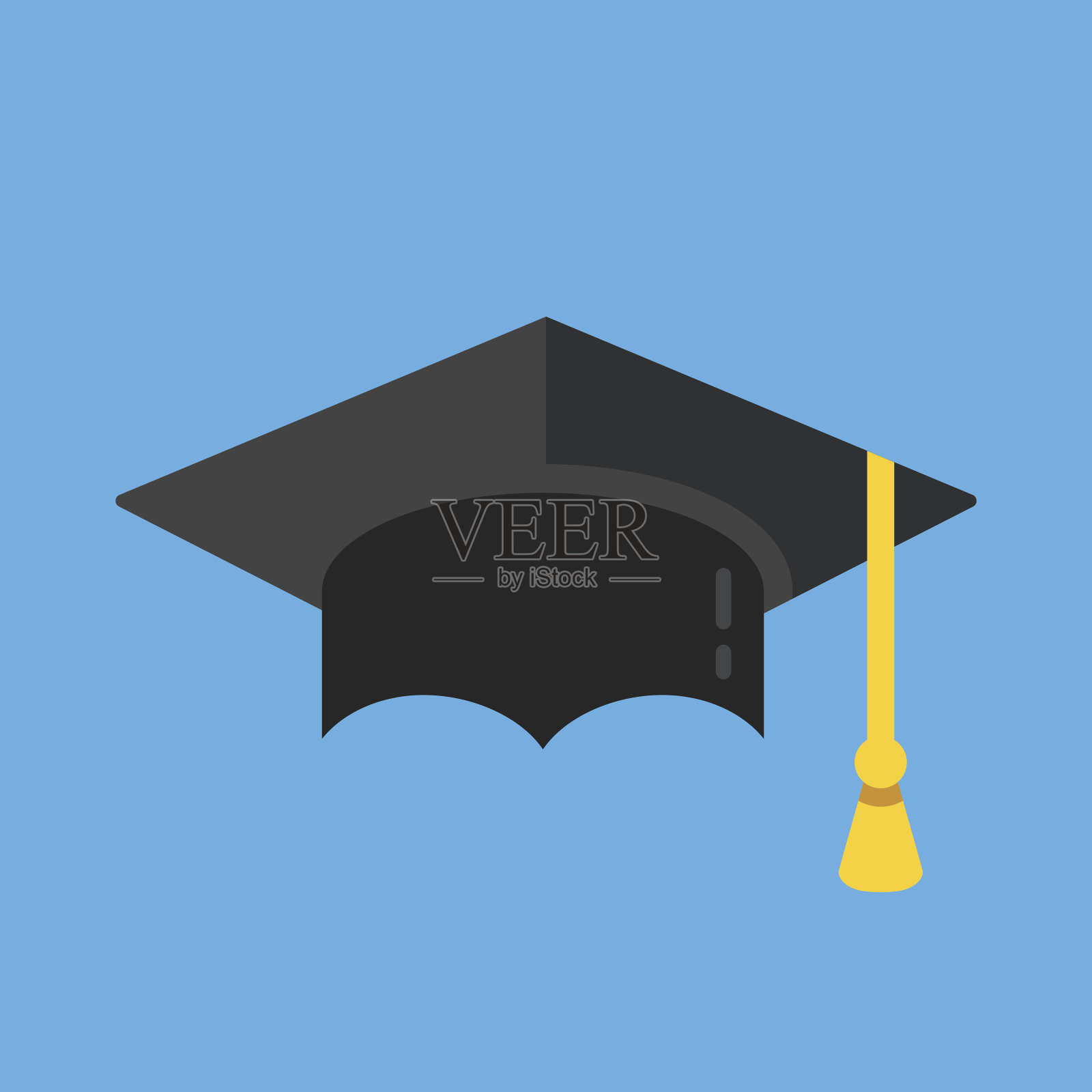 毕业帽图标。学位帽，毕业帽图标。平面设计矢量图插画图片素材