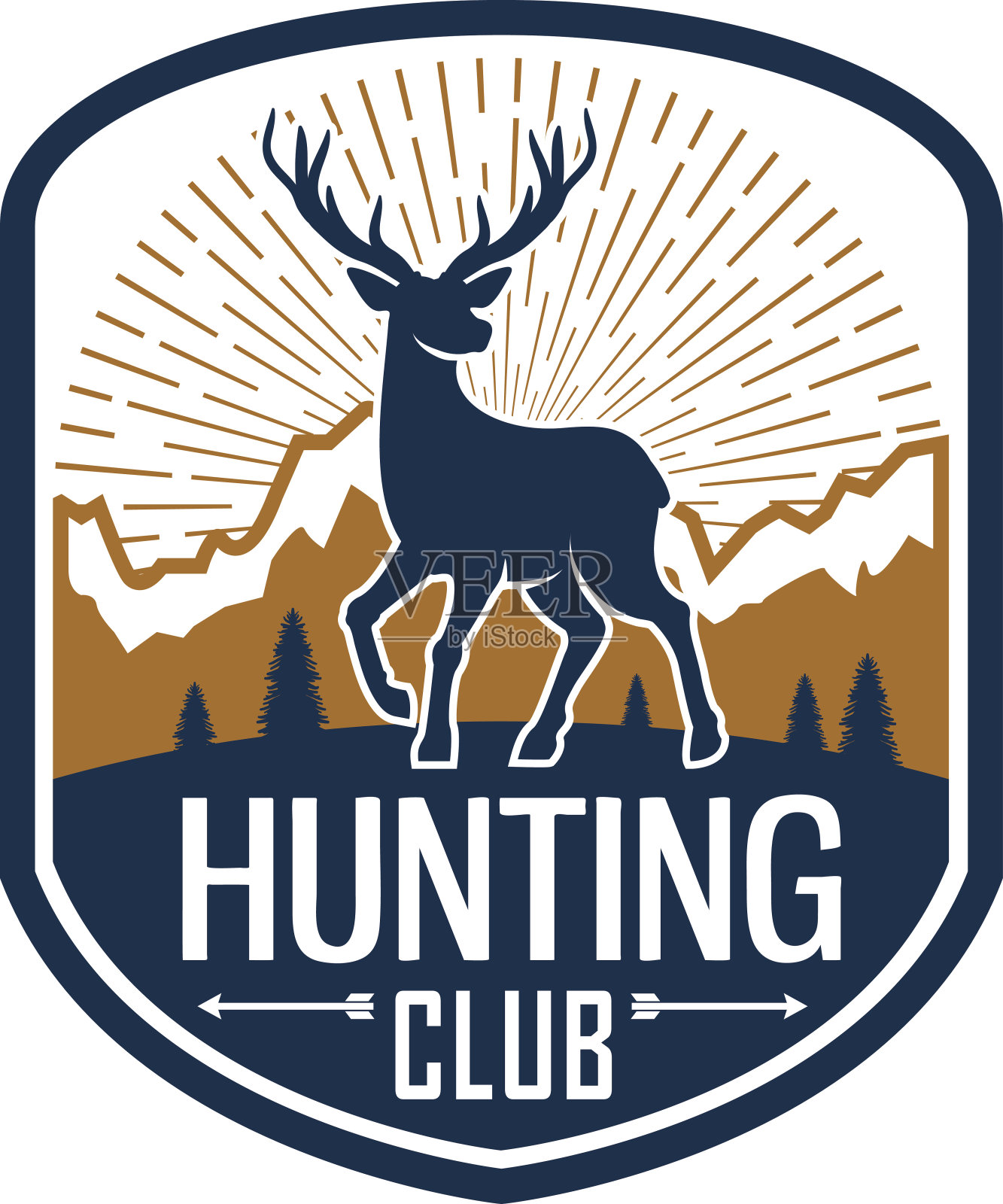 猎鹿纹章为狩猎俱乐部设计插画图片素材