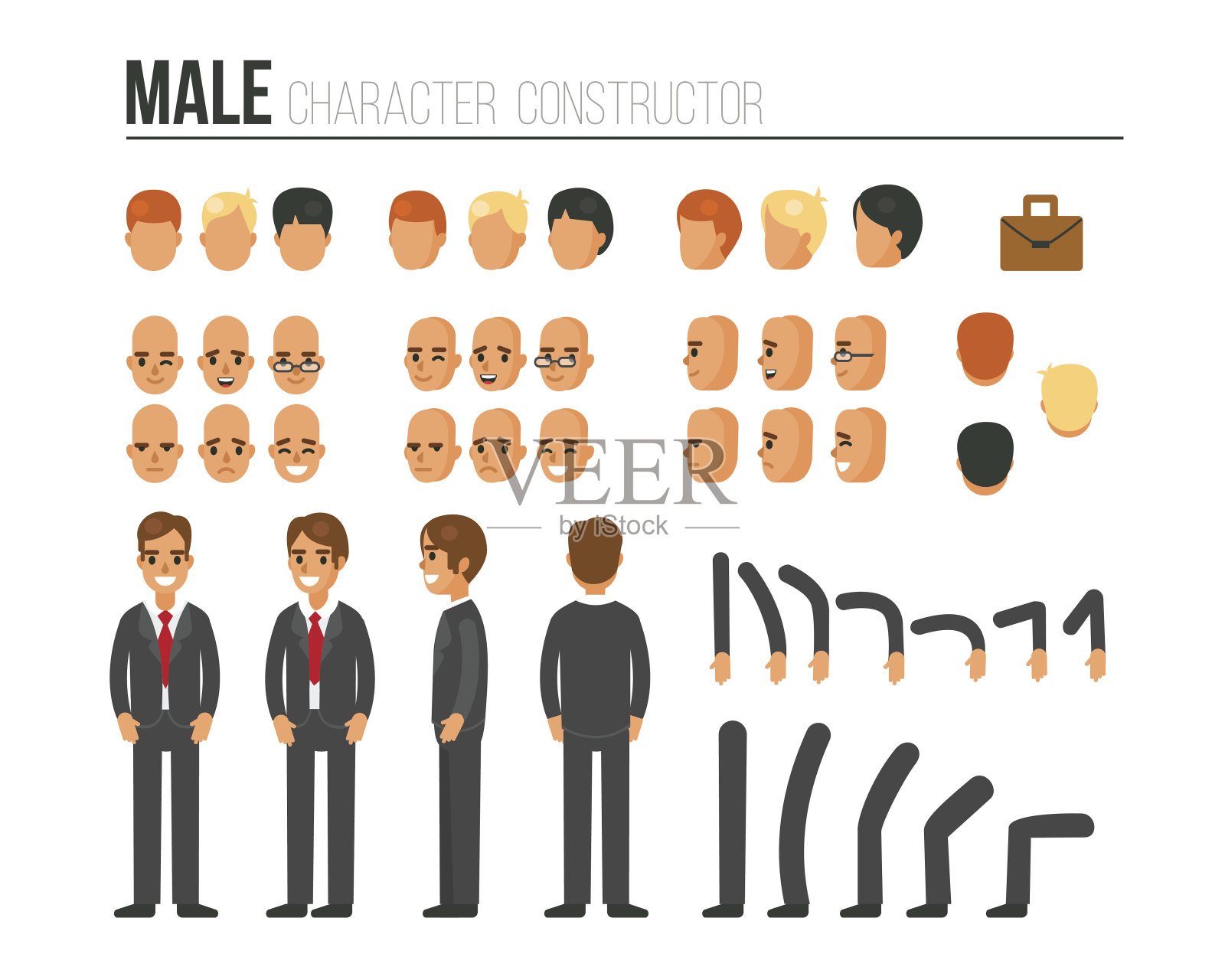 男性角色构造函数设计元素图片