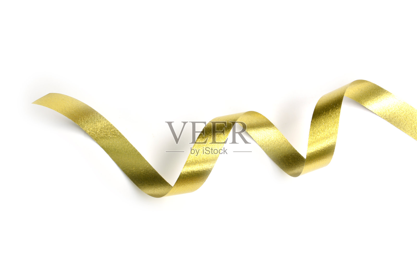 螺旋状的金色丝带孤立在白色的背景上。照片摄影图片