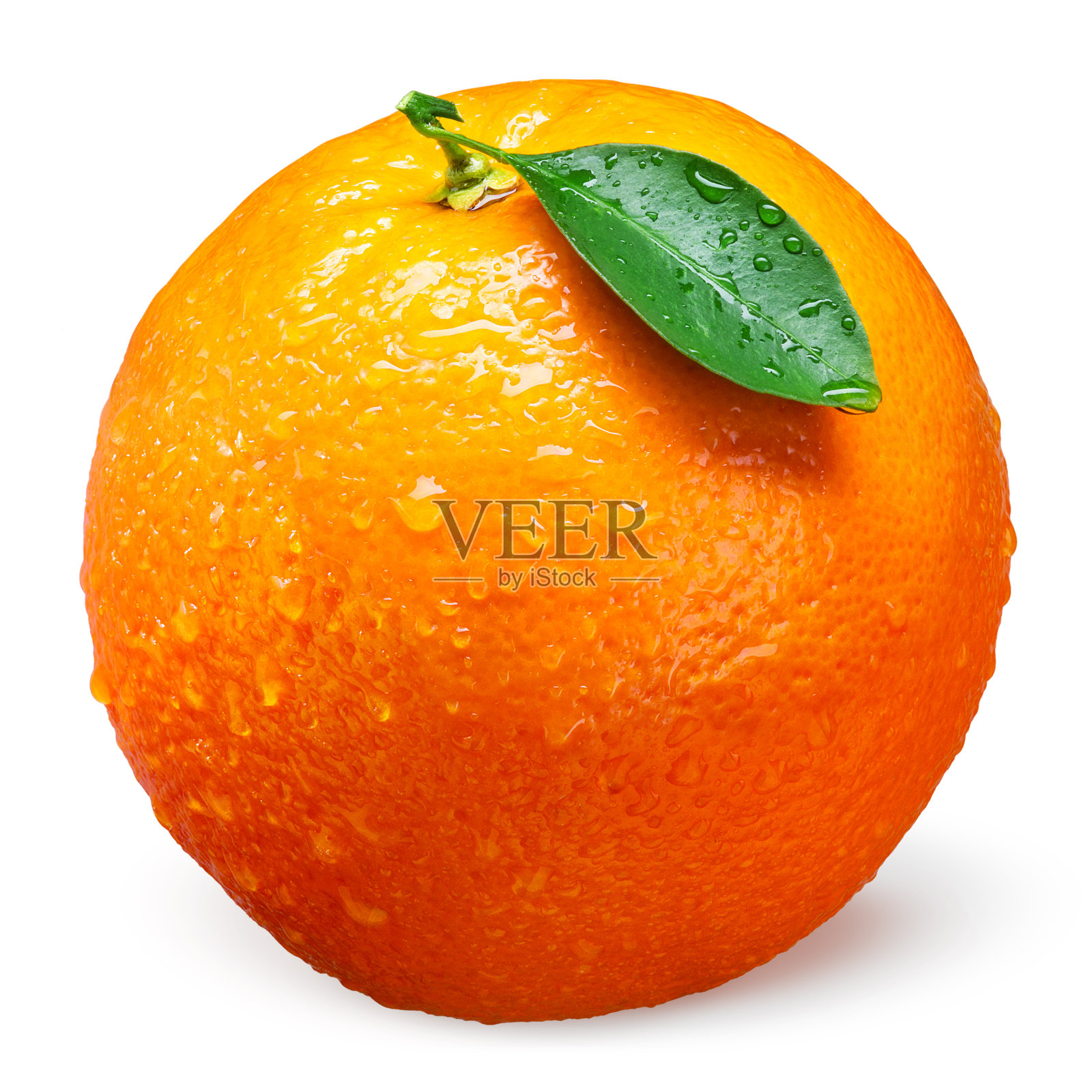 新鲜的橙色水果，白色上有孤立的水滴照片摄影图片