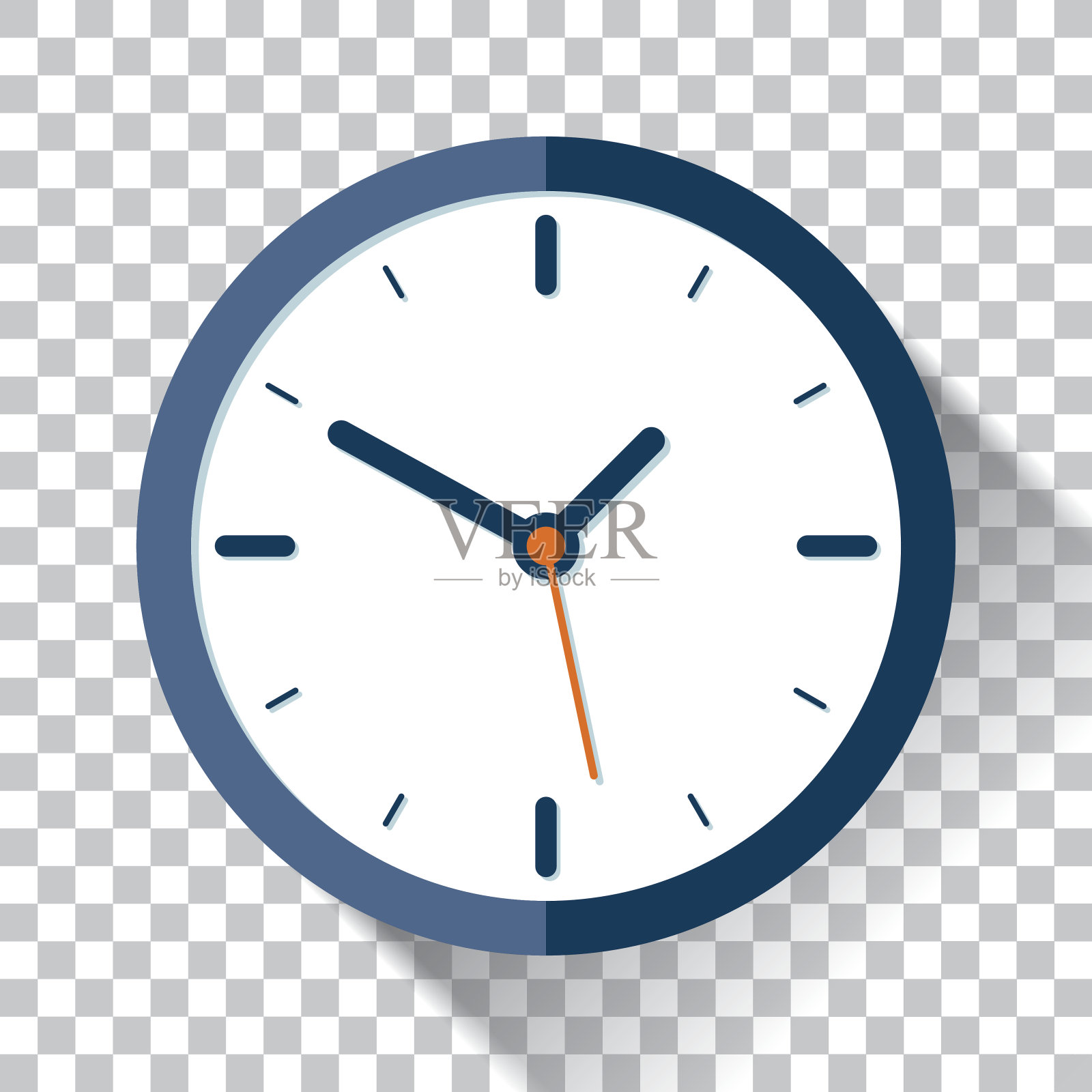 时钟图标在平面风格，计时器上透明的背景。矢量设计元素插画图片素材