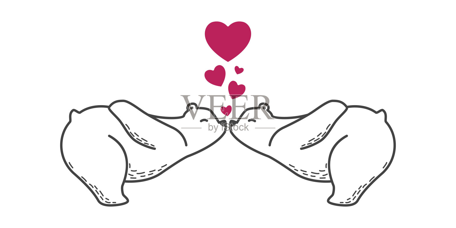 北极熊夫妇亲吻爱情情人涂鸦插图设计元素图片
