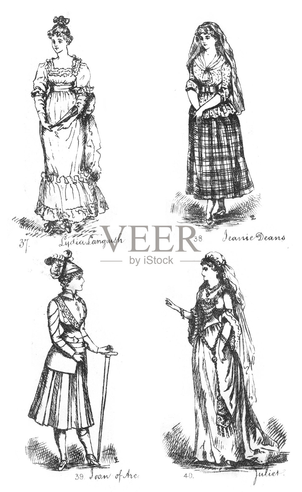 维多利亚时期的奇装异服插画图片素材