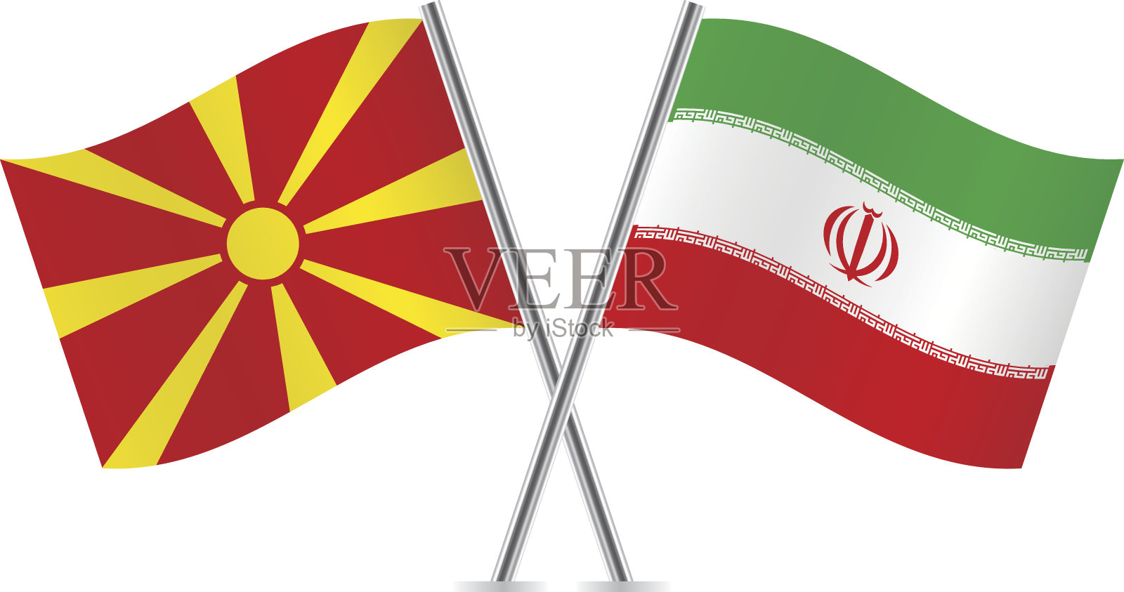 马其顿和伊朗国旗。向量。插画图片素材