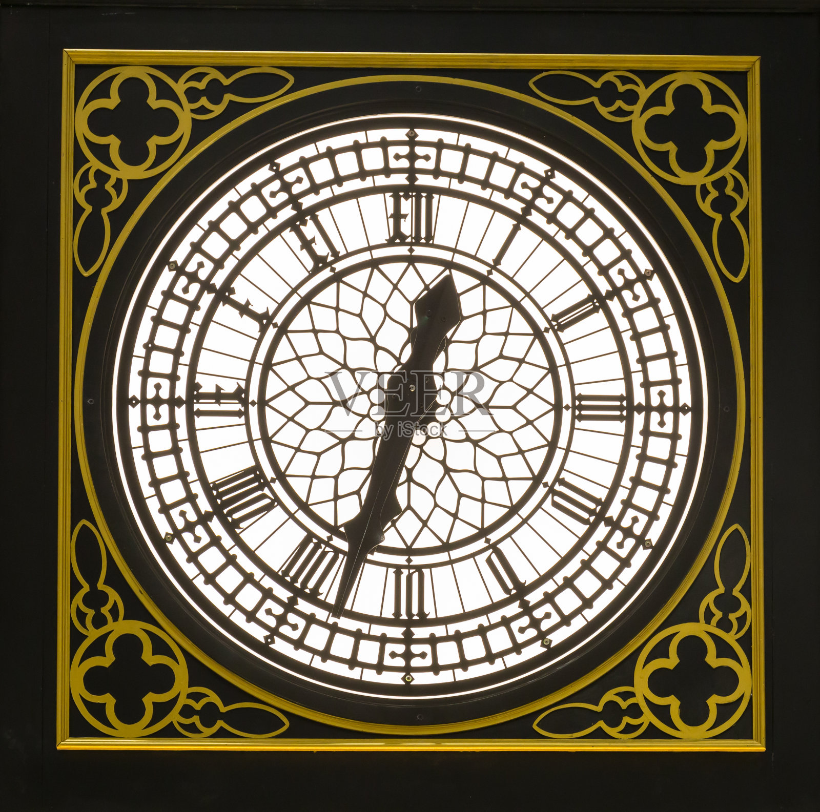 古典时钟与经典的金色框架照片摄影图片