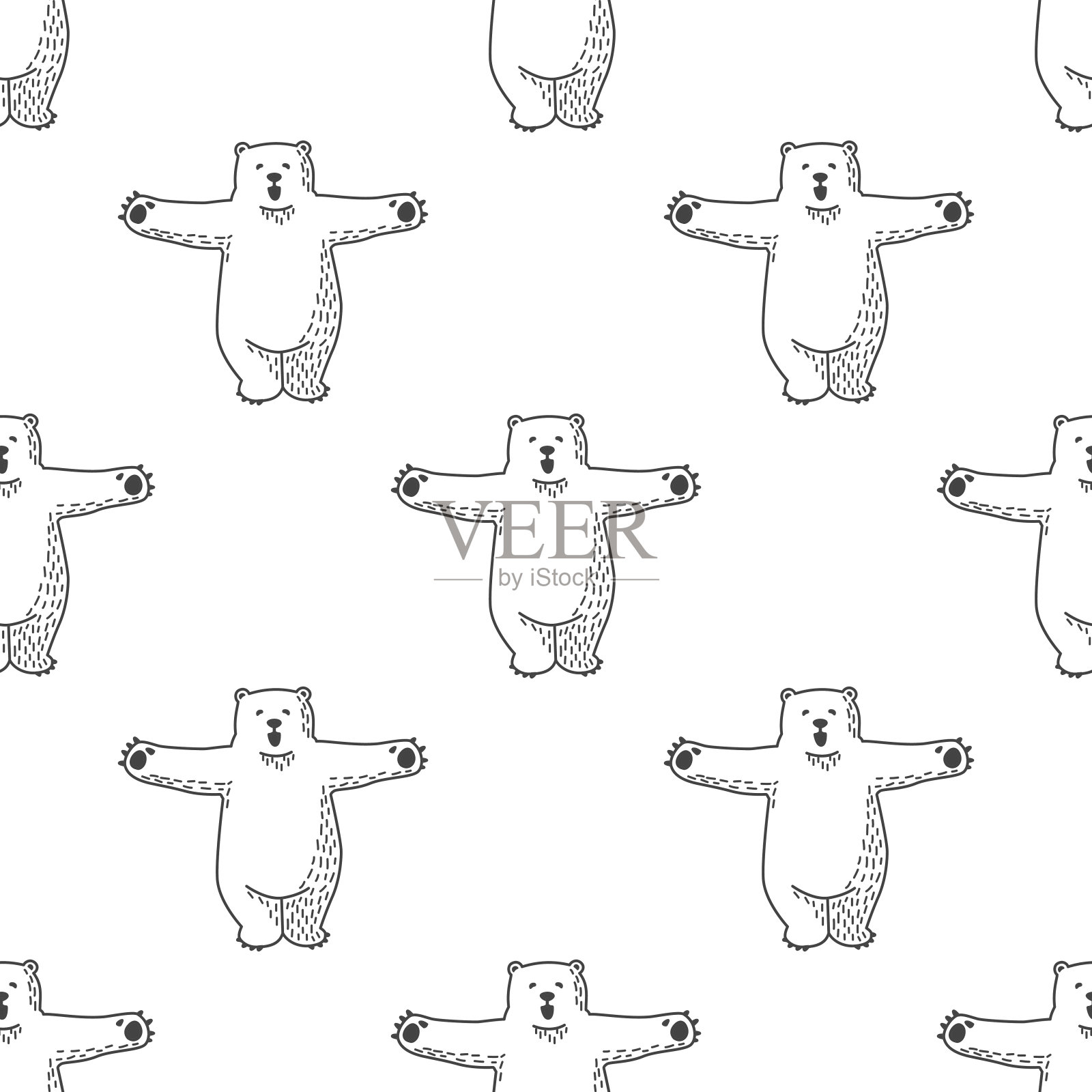 熊北极熊快乐拥抱无缝图案插画图片素材