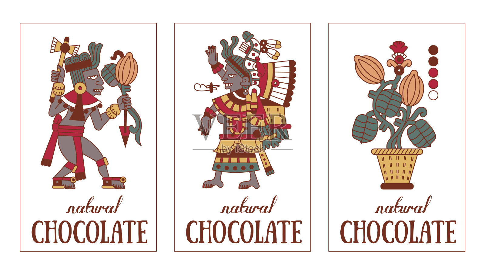 阿兹特克巧克力包装设计插画图片素材