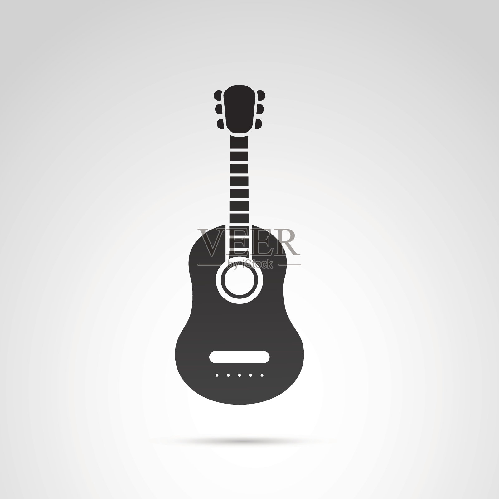吉他图标孤立的白色背景。设计元素图片