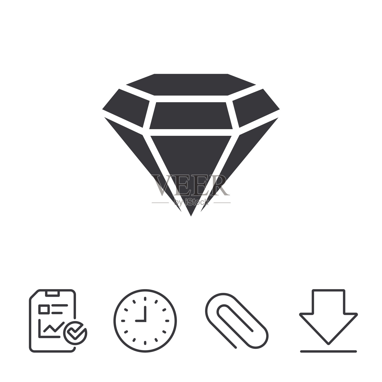 钻石标志图标。首饰的象征。宝石石头。图标素材
