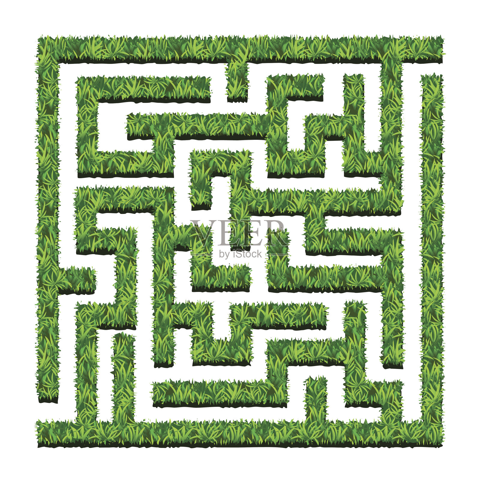 迷宫般的绿色灌木丛，迷宫般的花园。矢量插图。孤立的设计元素图片