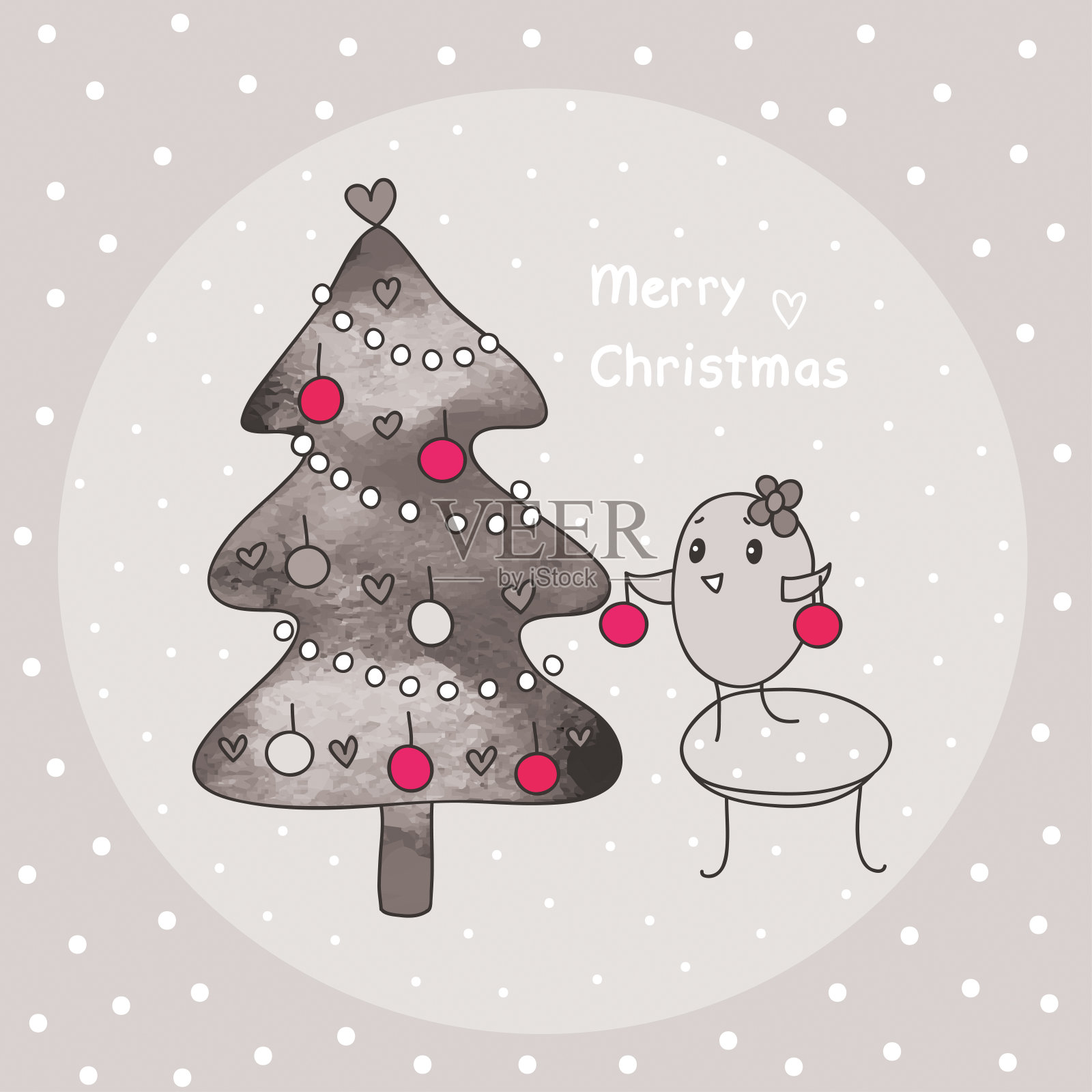 圣诞快乐，小鸟插画图片素材