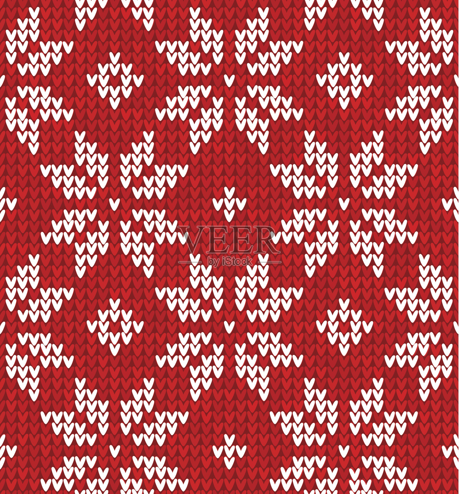 圣诞节斯堪的纳维亚扁平风格红色针织无缝图案插画图片素材