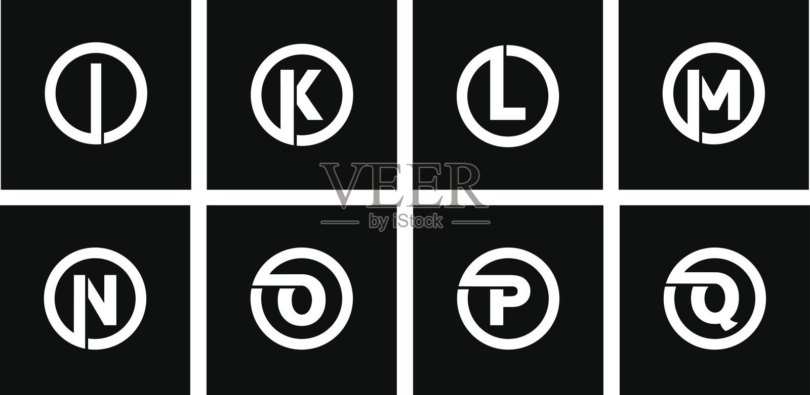 设置2个模板，大写字母题写在一个宽的白色带圈与阴影覆盖。创造标志，字母组合，标志。设计元素图片