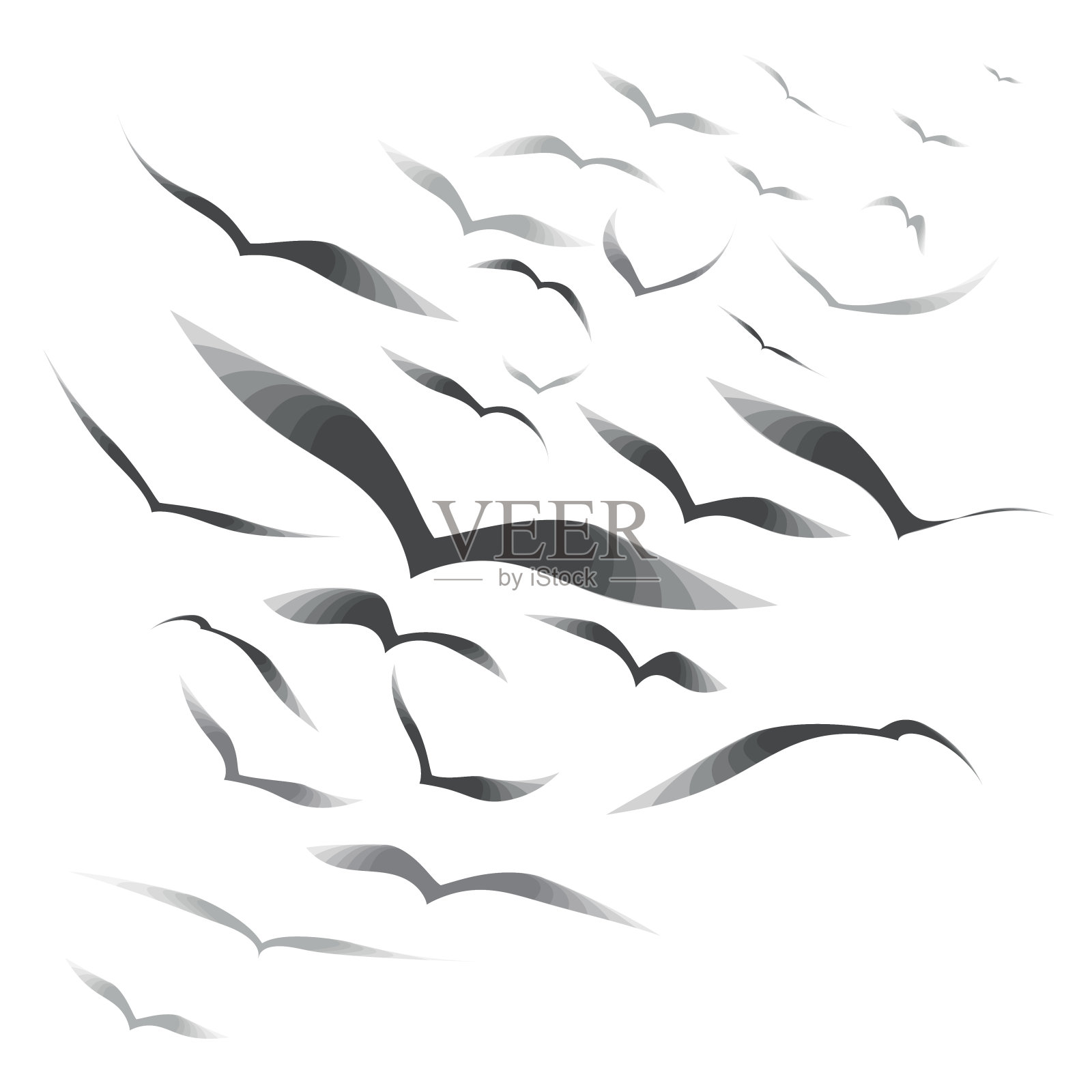 白色背景上的一群鸟插画图片素材