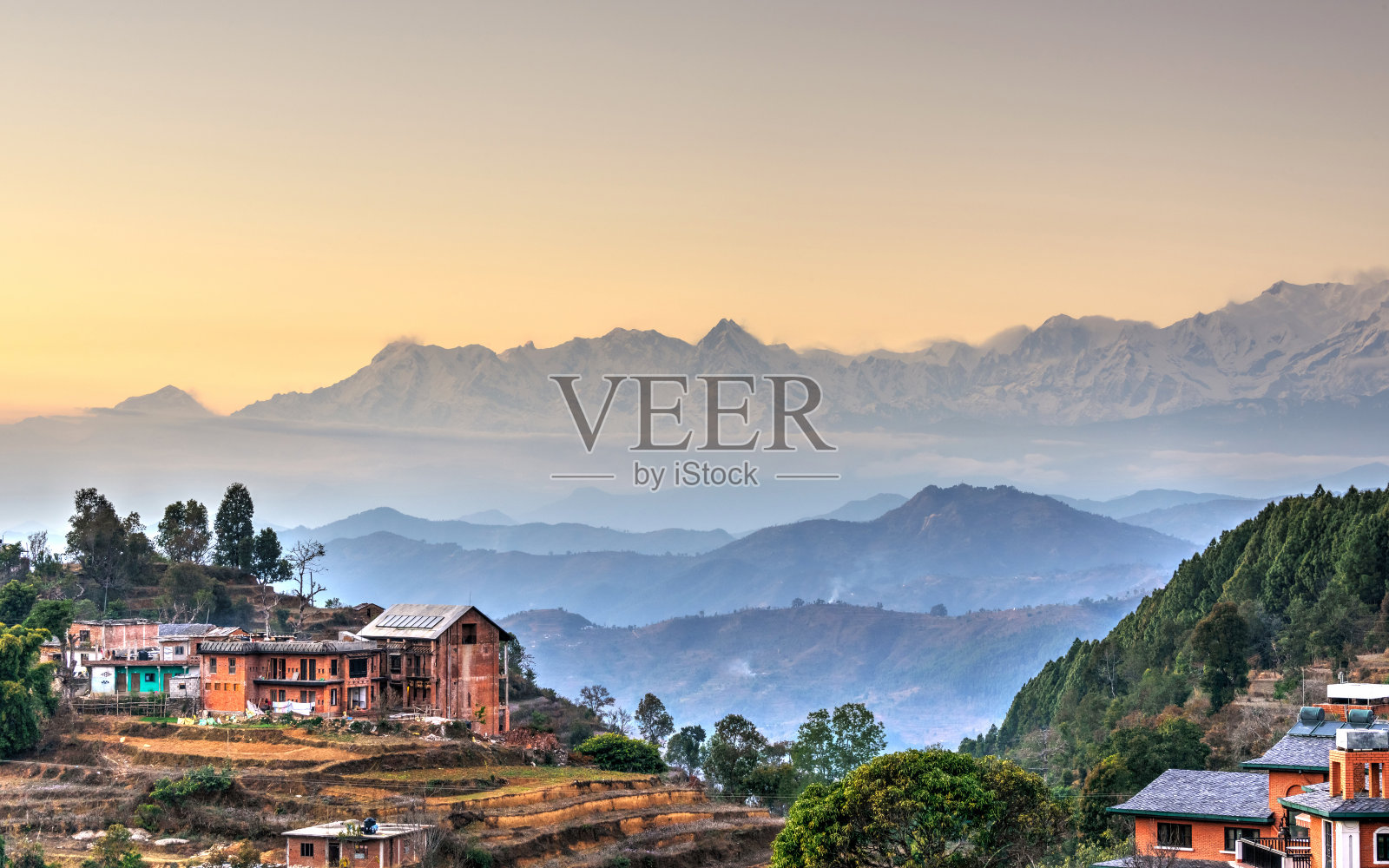 尼泊尔的班迪普尔村照片摄影图片
