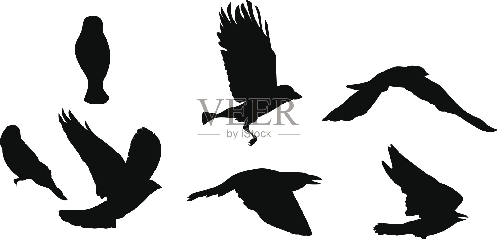 鸟儿飞翔的黑色剪影设计元素图片