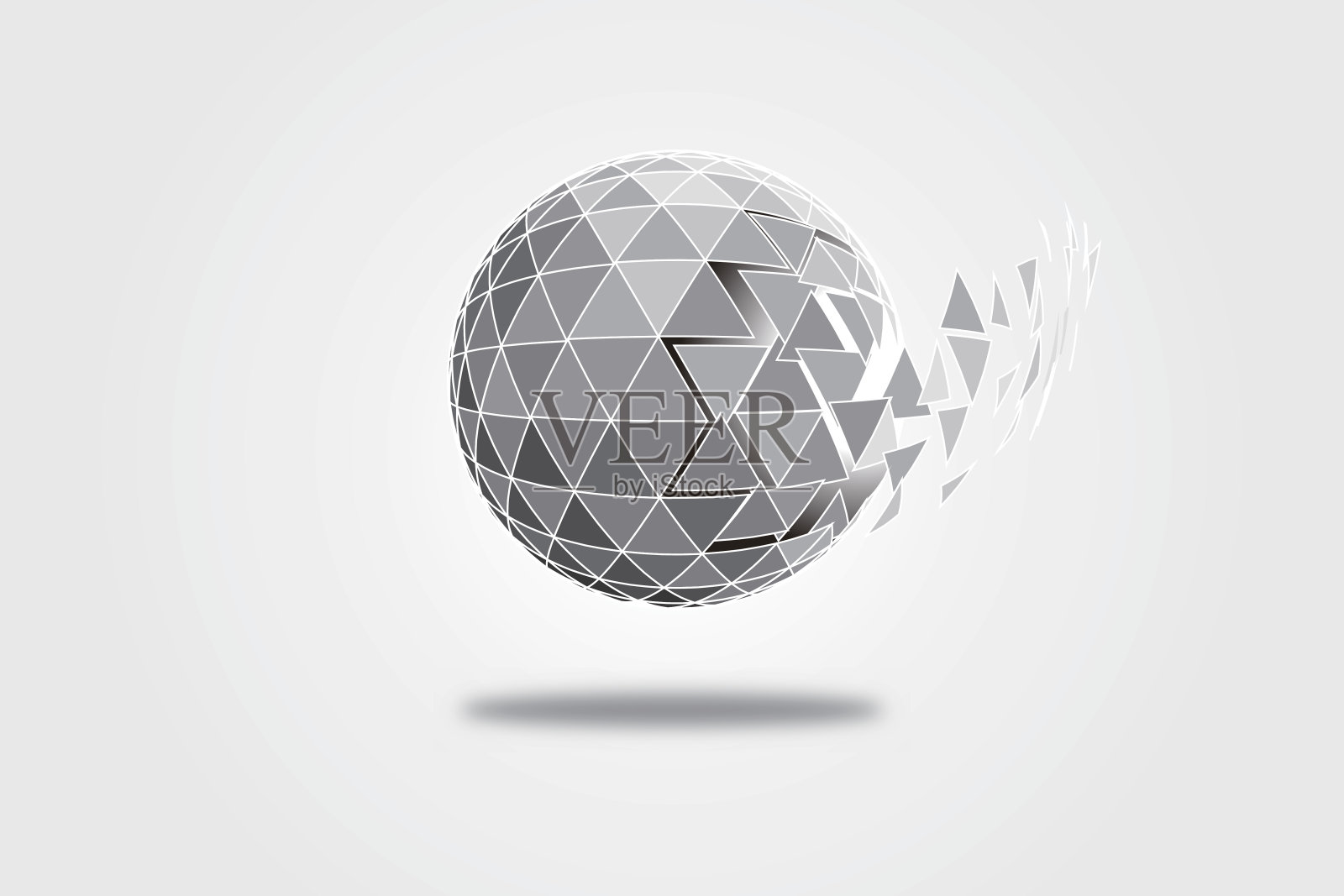 三维多边形水晶球，爆炸的三角形碎片插画图片素材