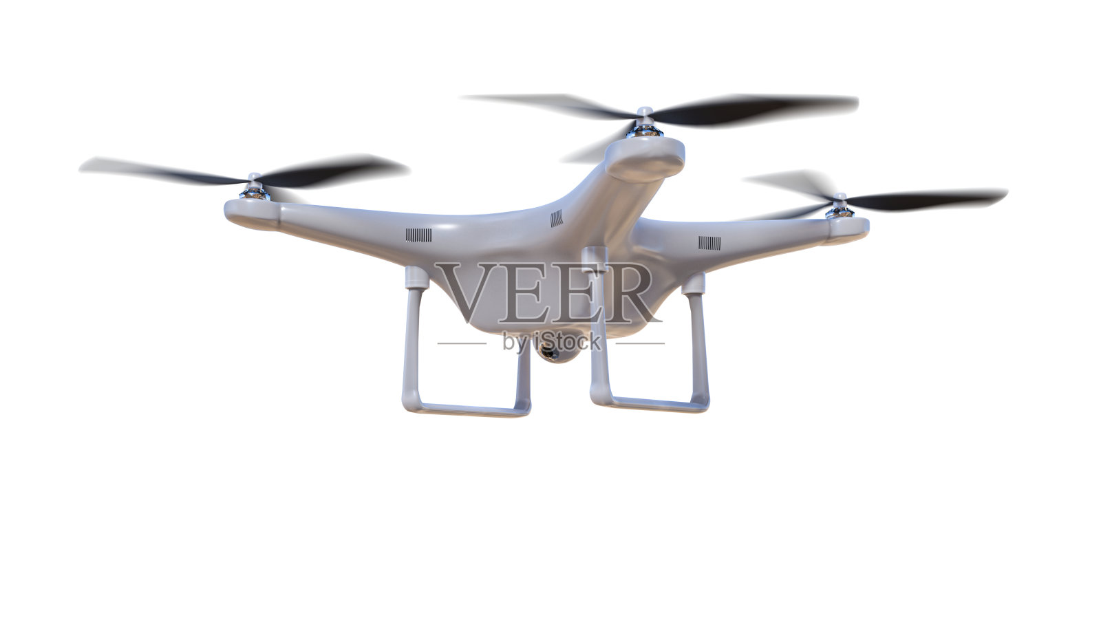 飞行的无人机孤立在白色背景上。3 d渲染插图。设计元素图片