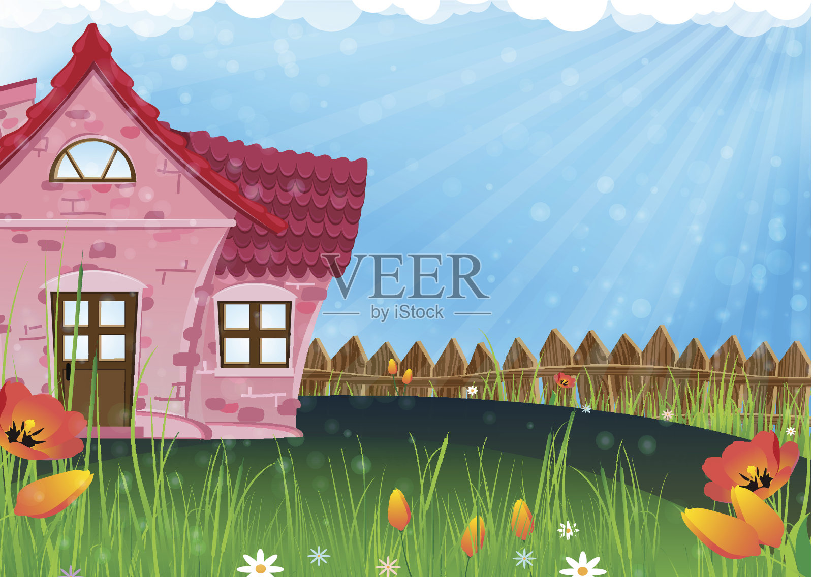 乡村的房子插画图片素材
