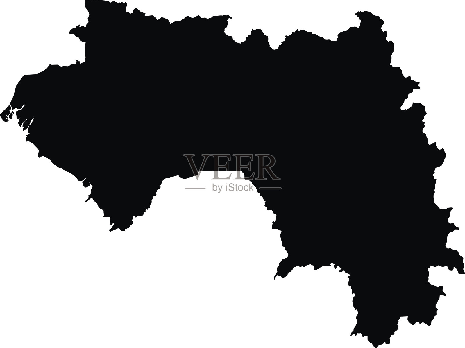 几内亚黑色地图上的白色背景矢量插画图片素材