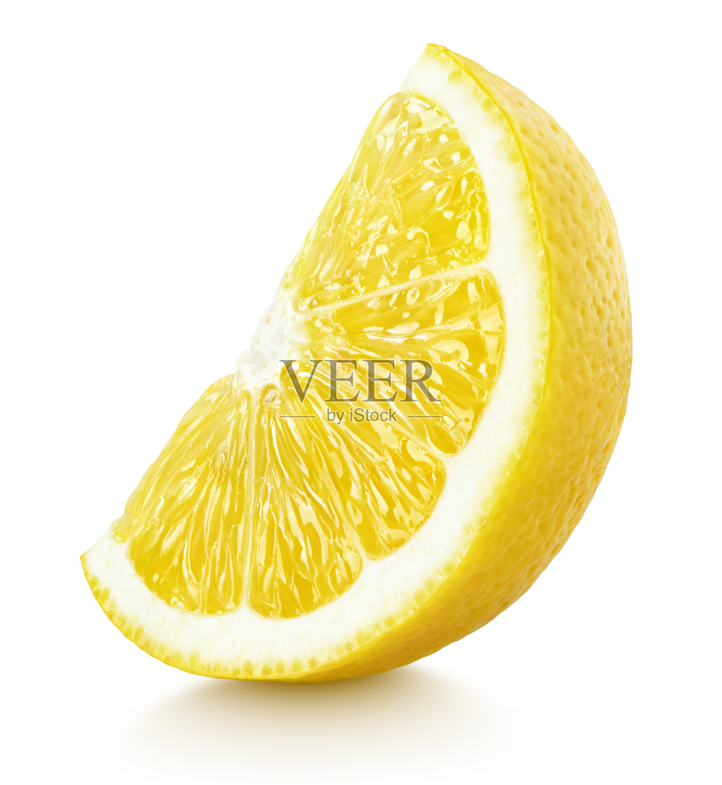 分离在白色上的黄色柠檬柑橘的楔形果实照片摄影图片