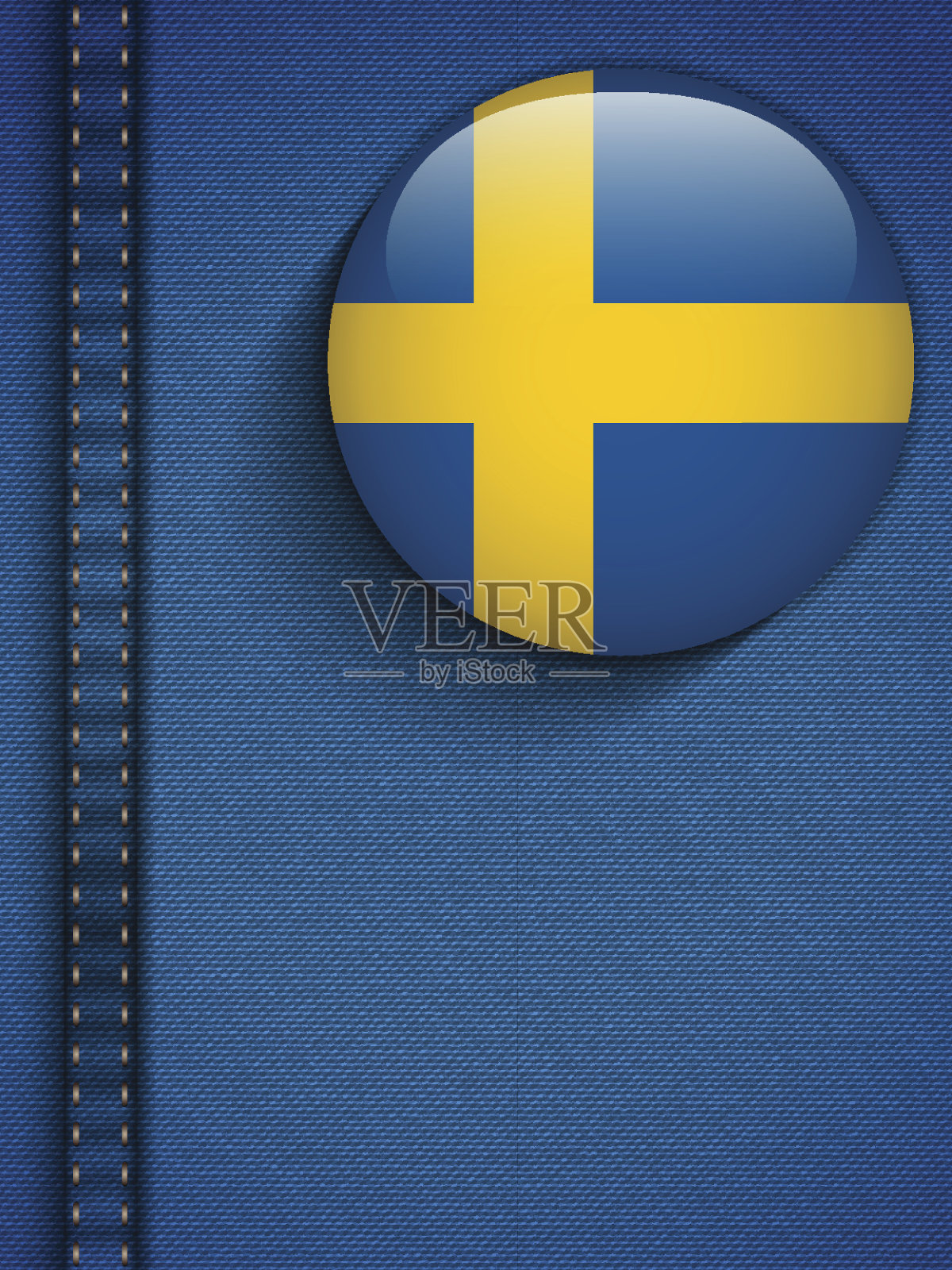 牛仔裤口袋里的瑞典国旗按钮插画图片素材