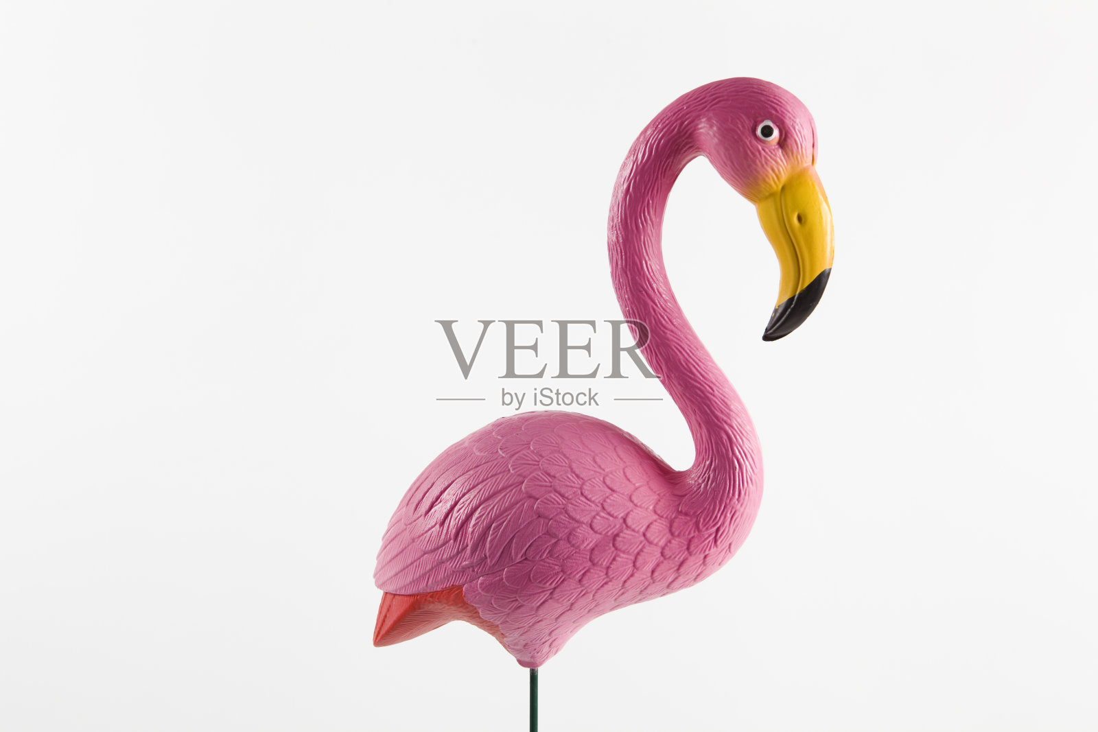 粉红色的塑料火烈鸟，粉红色的背景照片摄影图片