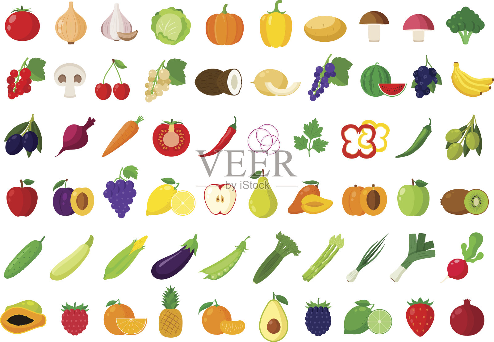 矢量水果和蔬菜图标设计元素图片